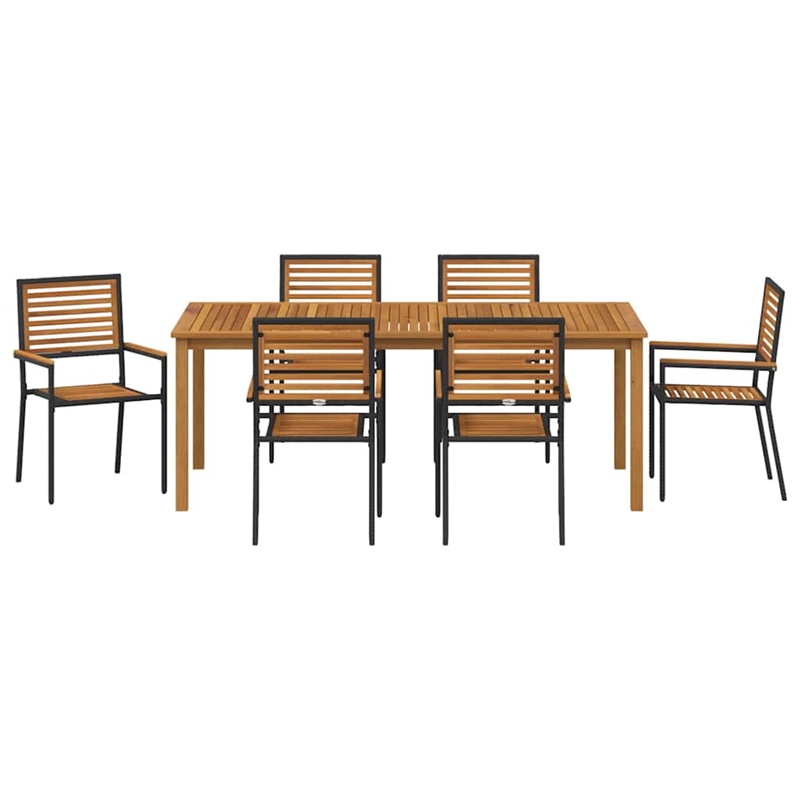 Afuera Living 7 Piece Poly Rattan Garden Dining Set in Black
