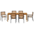 Afuera Living 7 Piece Poly Rattan Garden Dining Set in Black