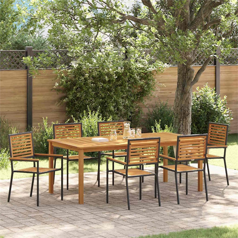 Afuera Living 7 Piece Poly Rattan Garden Dining Set in Black