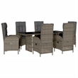 Afuera Living 7 Piece Poly Rattan Garden Dining Set in Anthracite