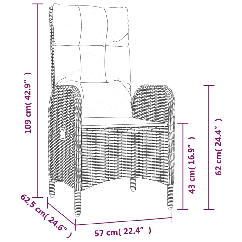 Afuera Living 7 Piece Poly Rattan Garden Dining Set in Anthracite