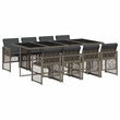 Afuera Living Contemporary 9 Piece Poly Rattan Garden Dining Set in Gray
