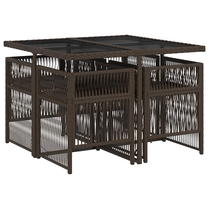 Afuera Living 5 Piece Poly Rattan Garden Dining Set in Black