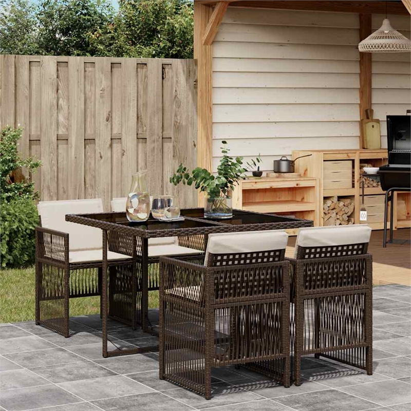 Afuera Living 5 Piece Poly Rattan Garden Dining Set in Black