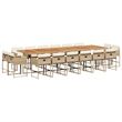 Afuera Living 17 Piece Rattan Patio Dining Set in Beige/Cream White