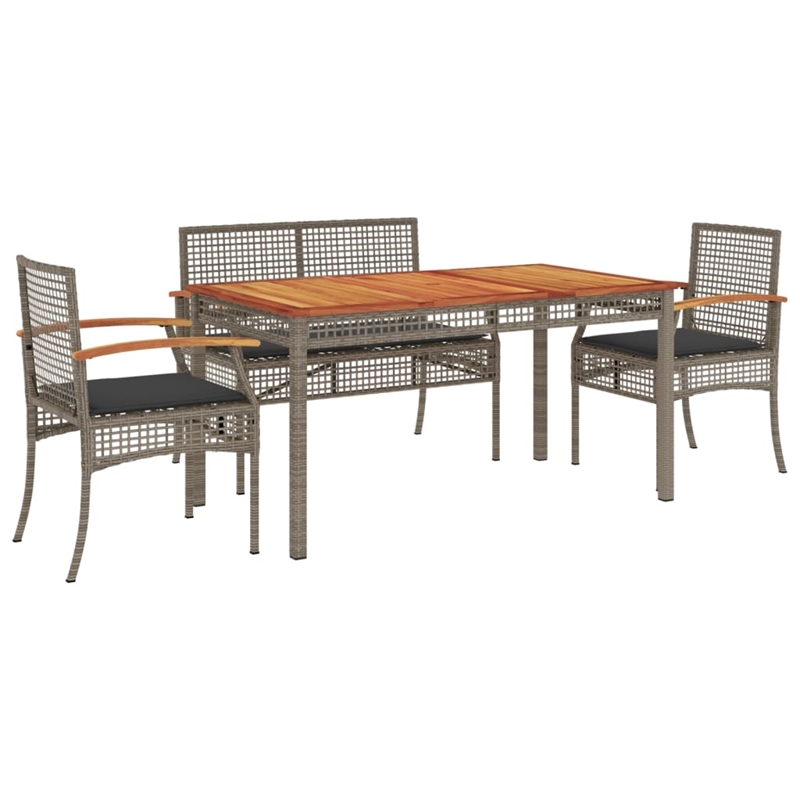 Afuera Living Contemporary 5 Piece Rattan Garden Dining Set in Gray