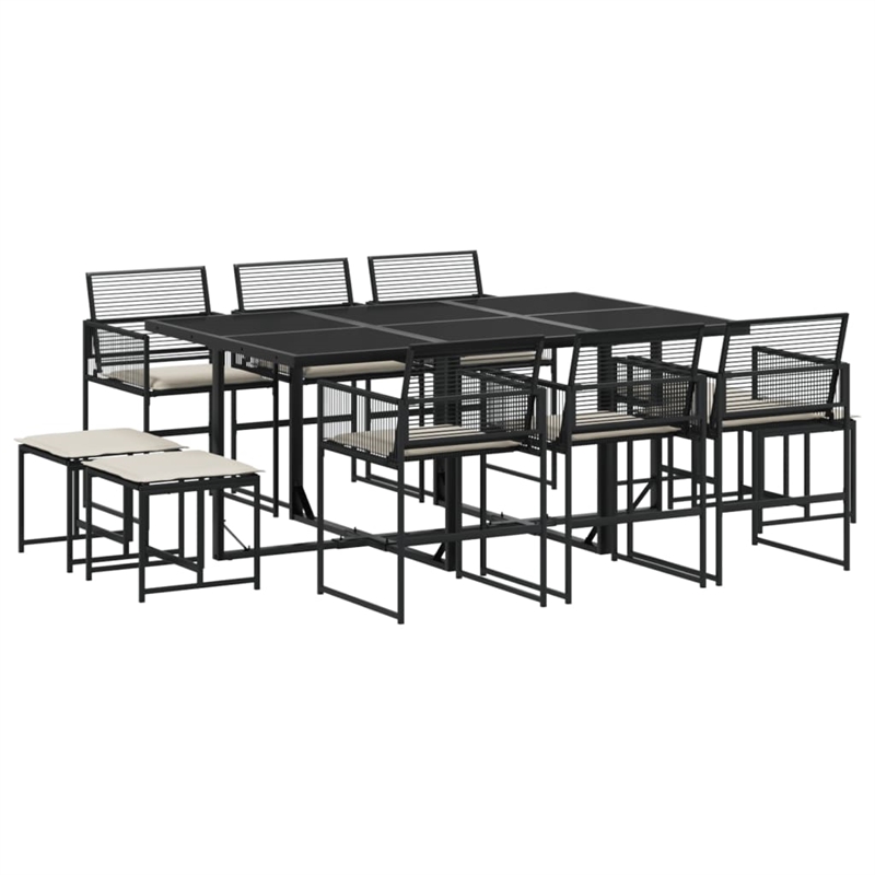 Afuera Living 11 Piece Poly Rattan Garden Dining Set in Black