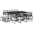 Afuera Living 11 Piece Poly Rattan Garden Dining Set in Black