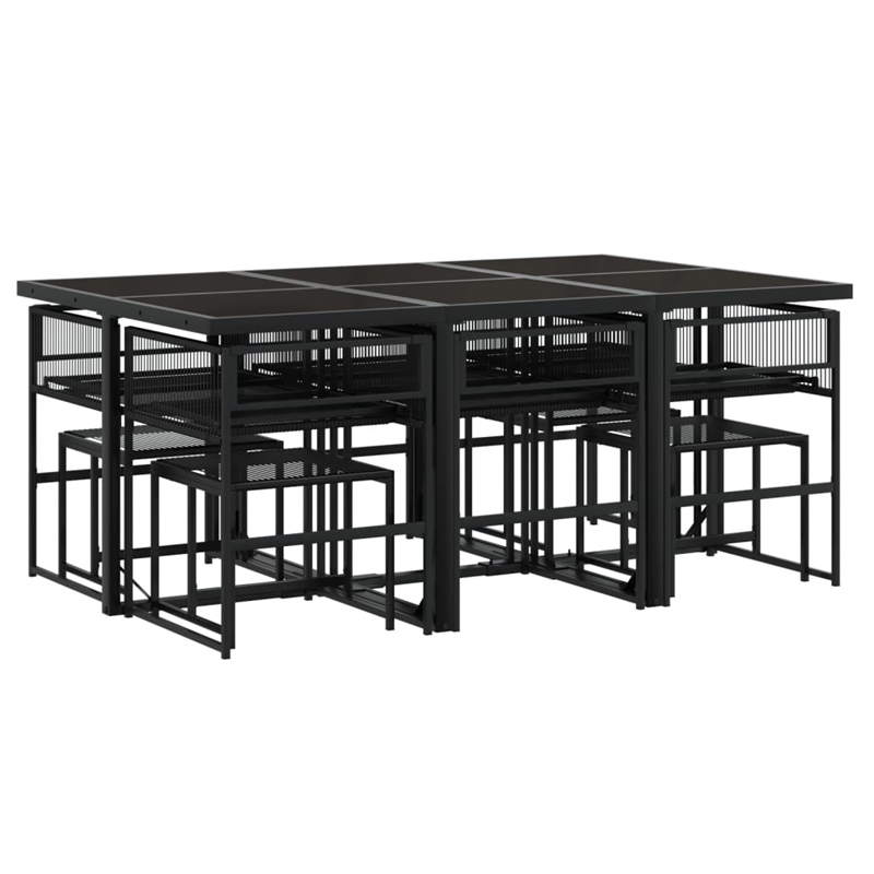 Afuera Living 11 Piece Poly Rattan Garden Dining Set in Black