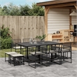 Afuera Living 11 Piece Poly Rattan Garden Dining Set in Black