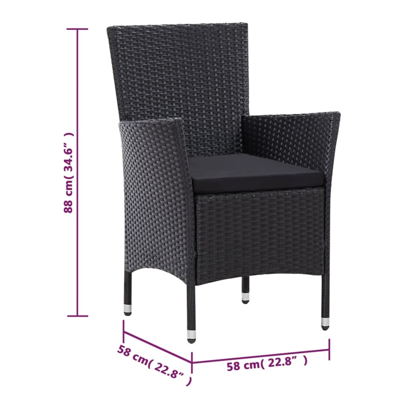 Afuera Living Contemporary 9 Piece Rattan Garden Dining Set in Black