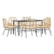 Afuera Living Contemporary Rattan Garden Dining Set in Brown