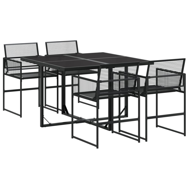 Afuera Living 5 Piece Poly Rattan Garden Dining Set in Black