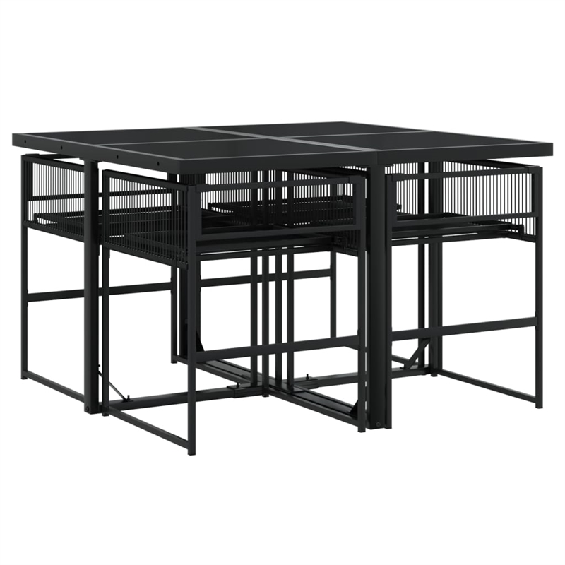 Afuera Living 5 Piece Poly Rattan Garden Dining Set in Black