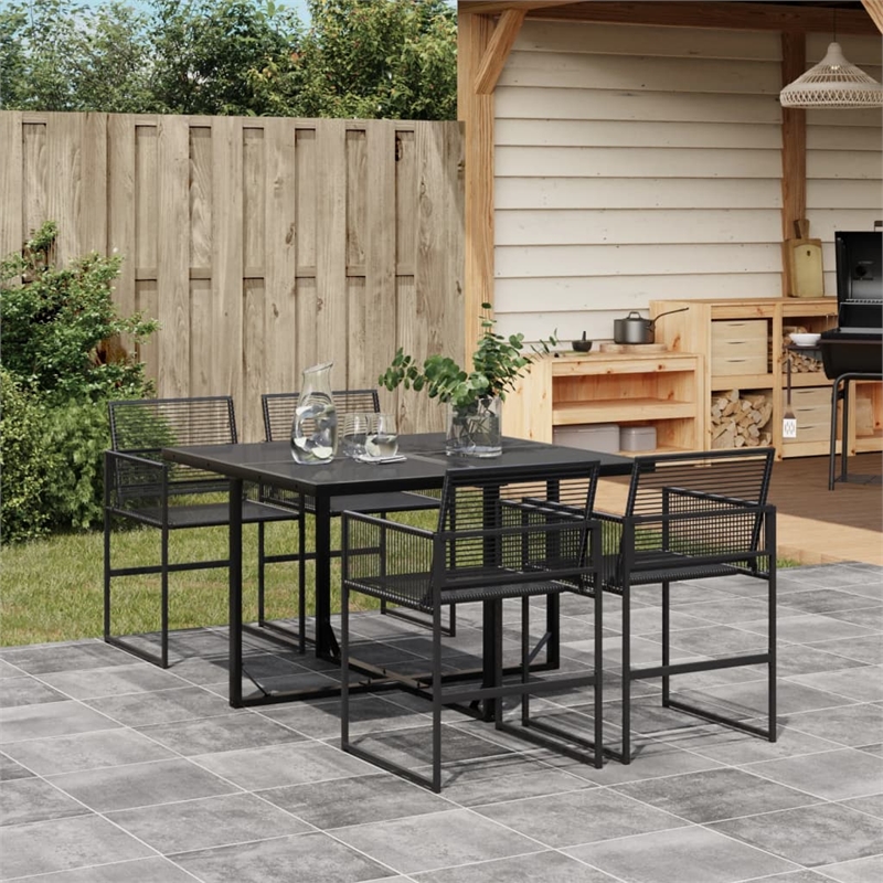 Afuera Living 5 Piece Poly Rattan Garden Dining Set in Black