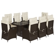 Afuera Living 9 Piece Rattan Garden Dining Set in Brown/Cream white