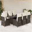 Afuera Living 9 Piece Rattan Garden Dining Set in Brown/Cream white