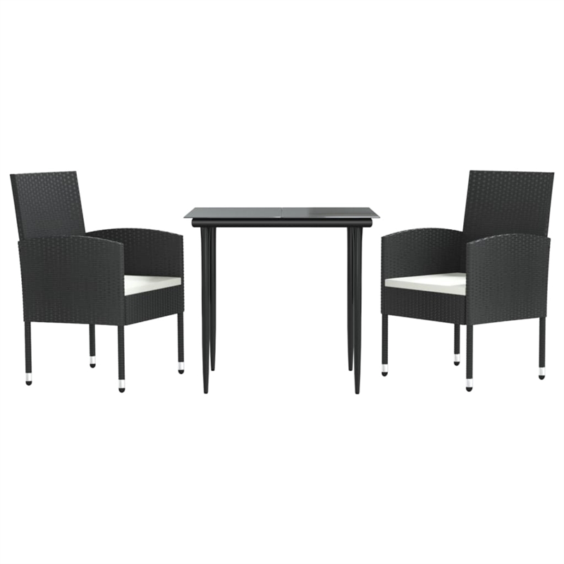 Afuera Living Contemporary Rattan Garden Dining Set in Black