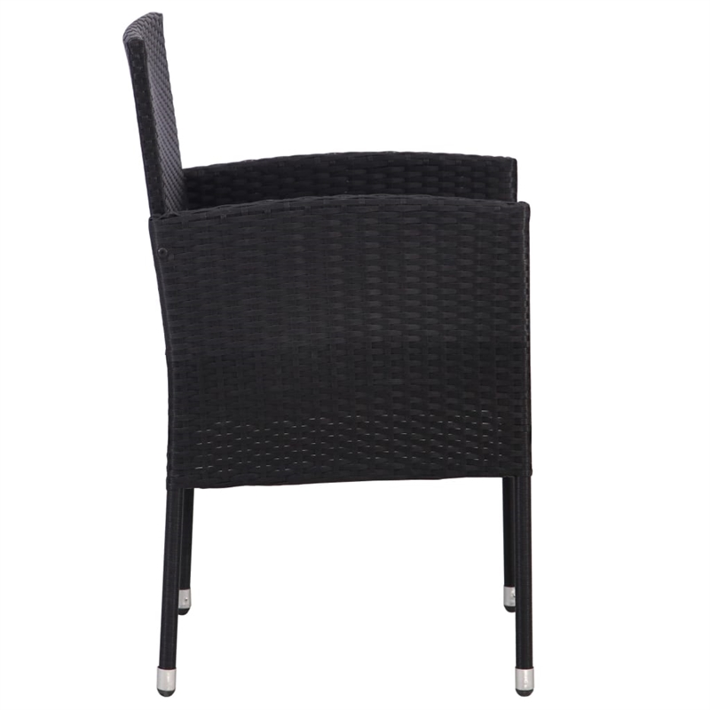 Afuera Living Contemporary Rattan Garden Dining Set in Black