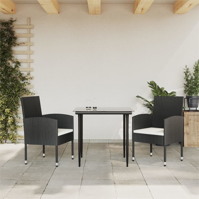 Afuera Living Contemporary Rattan Garden Dining Set in Black