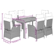 Afuera Living Contemporary 7 Piece Poly Rattan Garden Dining Set in Gray