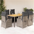 Afuera Living Contemporary 7 Piece Poly Rattan Garden Dining Set in Gray