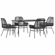 Afuera Living Contemporary 5 Piece Rattan Garden Dining Set in Black