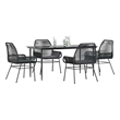 Afuera Living Contemporary 5 Piece Rattan Garden Dining Set in Black