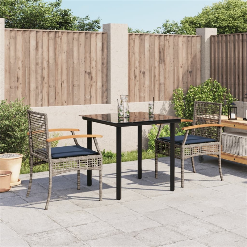 Afuera Living Contemporary 2 Piece Poly Rattan Patio Dining Set in Gray