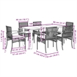 Afuera Living Contemporary 7 Piece Poly Rattan Garden Dining Set in Gray