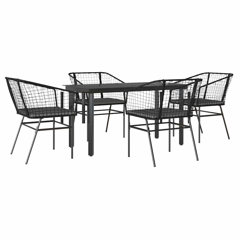 Afuera Living 5 Piece Poly Rattan Garden Dining Set in Black