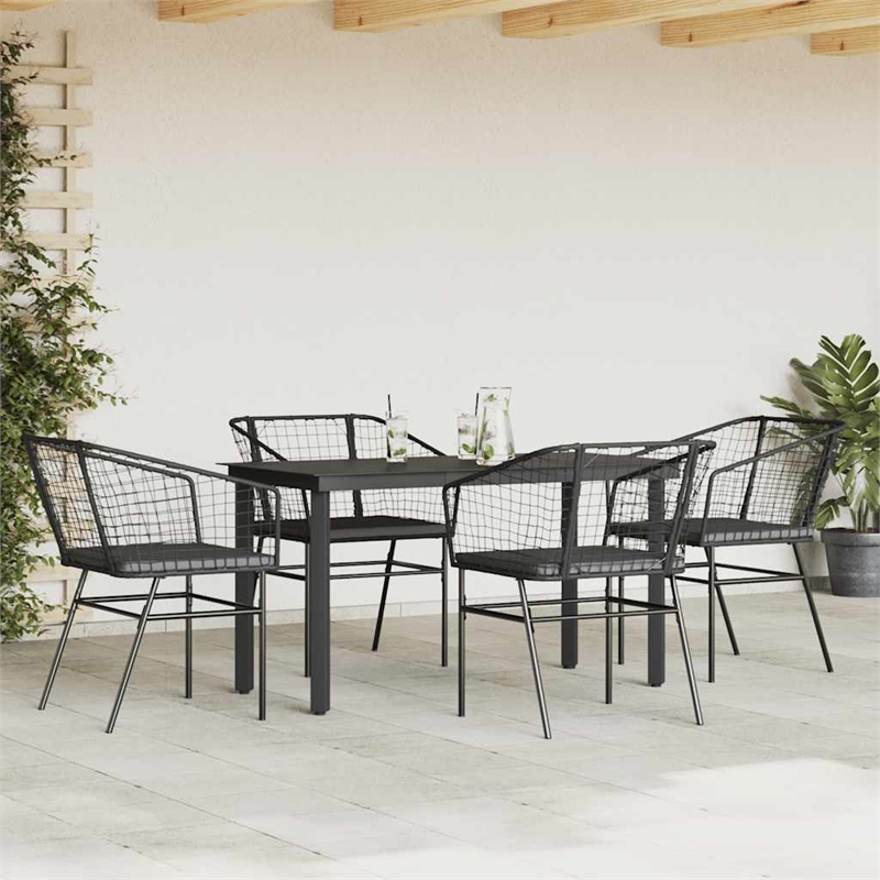 Afuera Living 5 Piece Poly Rattan Garden Dining Set in Black