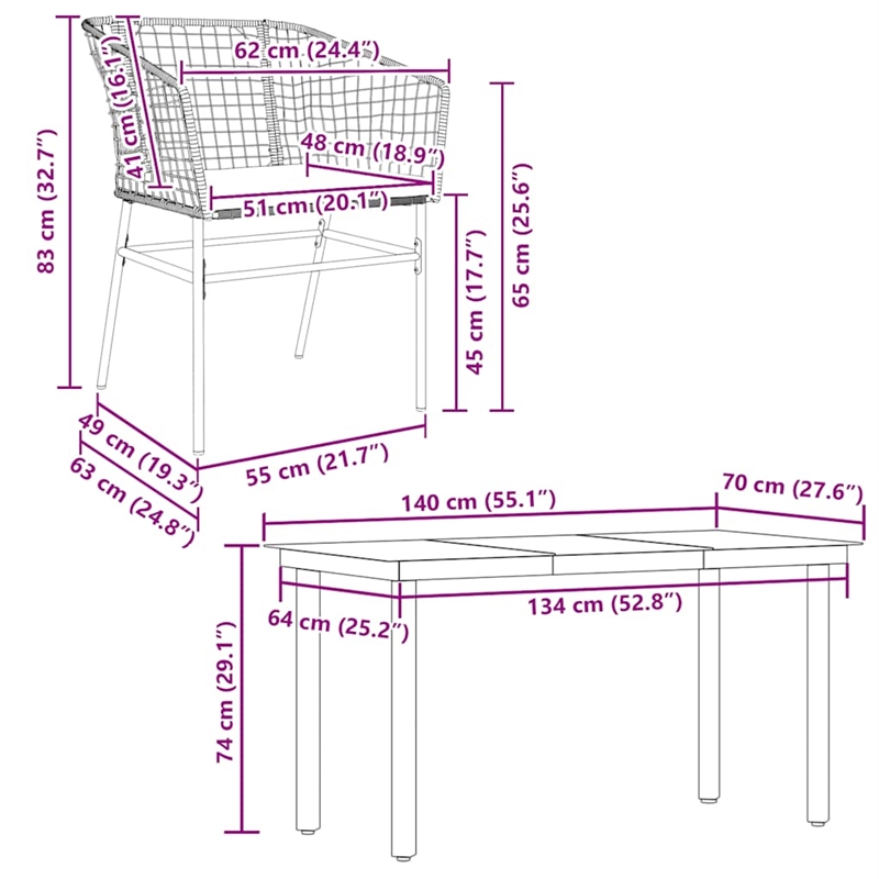 Afuera Living 5 Piece Poly Rattan Garden Dining Set in Black
