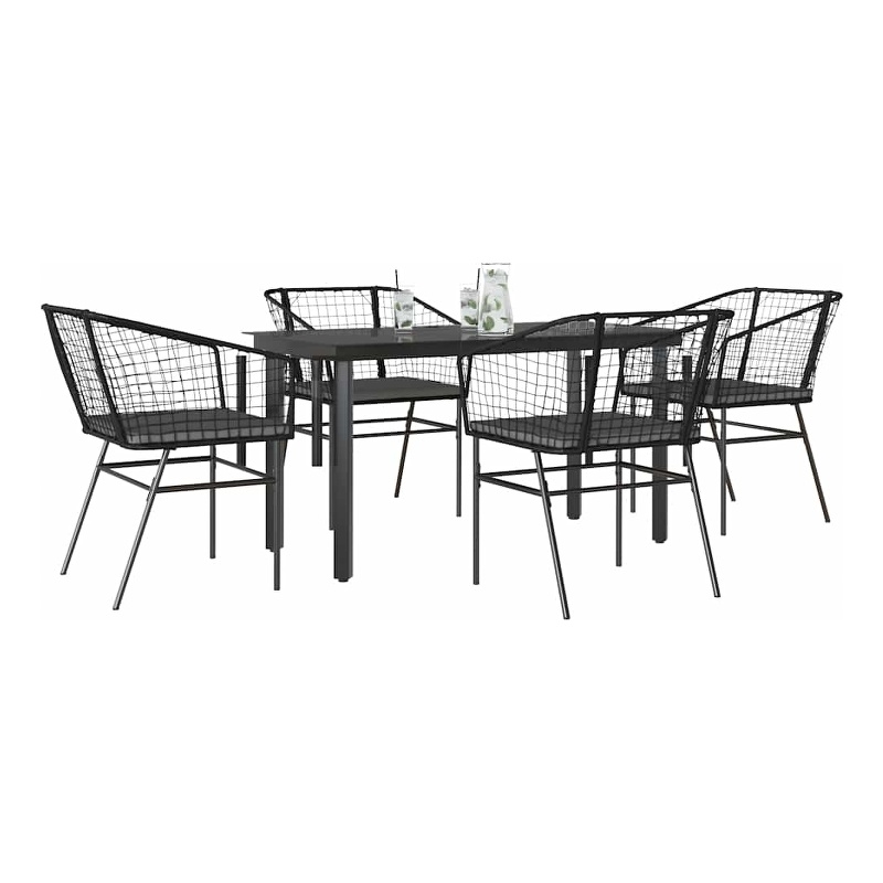 Afuera Living 5 Piece Poly Rattan Garden Dining Set in Black