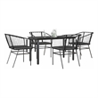 Afuera Living 5 Piece Poly Rattan Garden Dining Set in Black