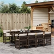 Afuera Living 9 Piece Poly Rattan Garden Dining Set in Brown/Cream