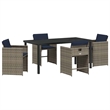 Afuera Living 5 Piece Poly Rattan Garden Dining Set with Cushions in Gray