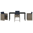 Afuera Living 5 Piece Poly Rattan Garden Dining Set with Cushions in Gray