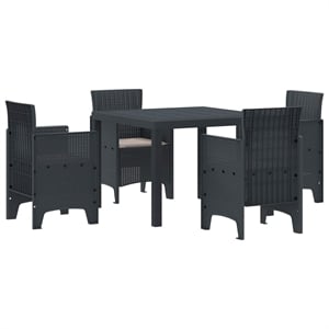 Afuera Living 5 Piece Poly Rattan Garden Dining Set in Anthracite