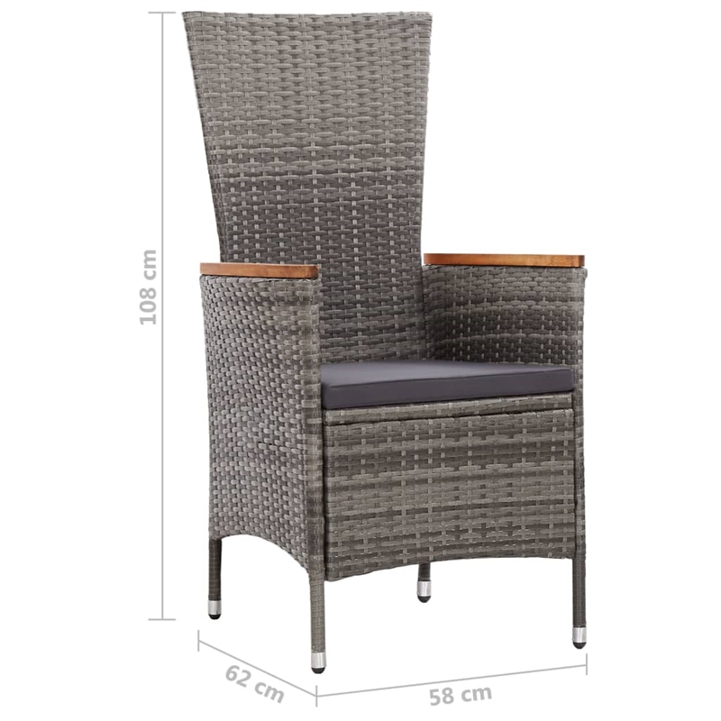 Afuera Living Contemporary 7 Piece Rattan Garden Dining Set in Gray