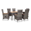 Afuera Living Contemporary 7 Piece Rattan Garden Dining Set in Gray