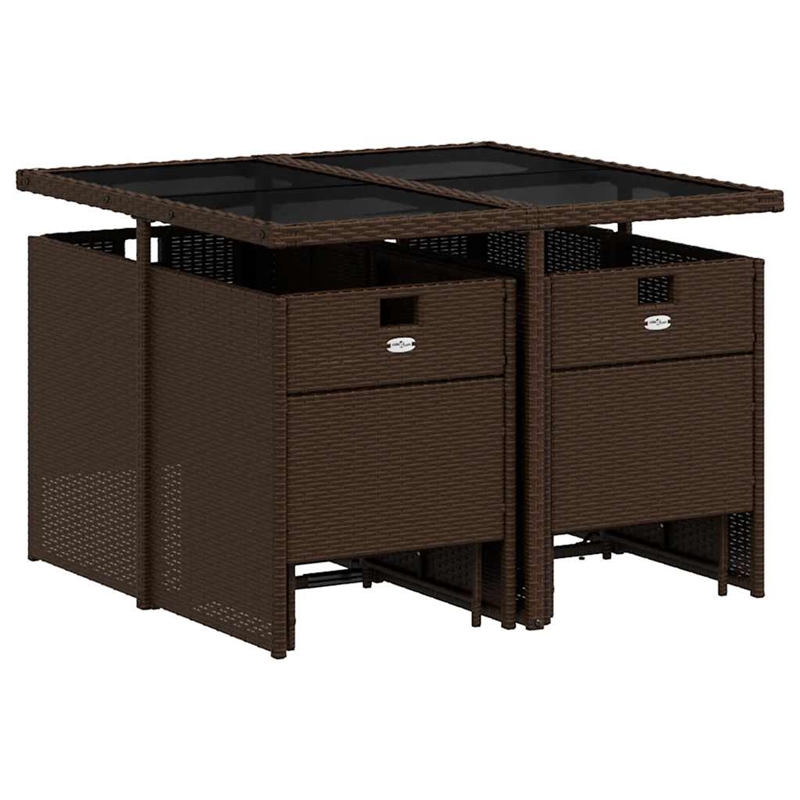 Afuera Living Poly Rattan Garden Dining Set in Brown/Cream White