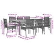 Afuera Living Contemporary 9 Piece Rattan Patio Dining Set in Gray