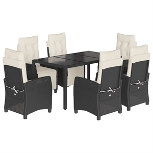 Afuera Living 7 Piece Rattan Garden Dining Set in Black/Cream White