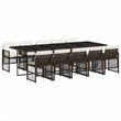 Afuera Living 11 Piece Poly Rattan Garden Dining Set in Brown/Cream White