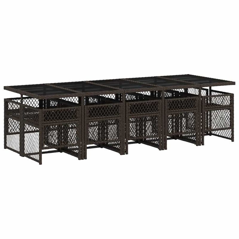 Afuera Living 11 Piece Poly Rattan Garden Dining Set in Brown/Cream White