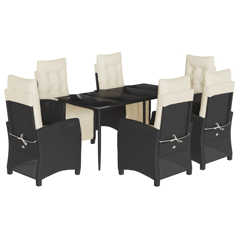 Afuera Living Contemporary Poly Rattan Garden Dining Set in Black