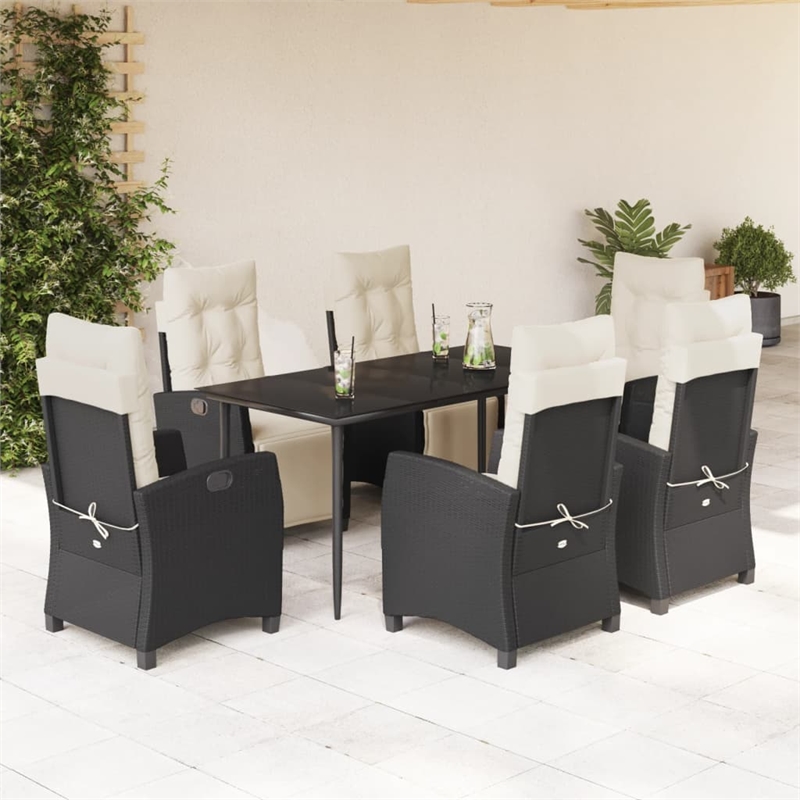 Afuera Living Contemporary Poly Rattan Garden Dining Set in Black