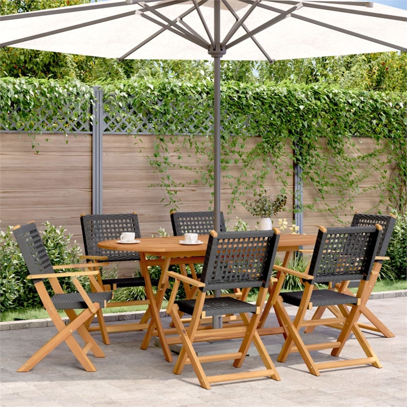 Afuera Living 7 Piece Poly Rattan Garden Dining Set in Black