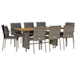 Afuera Living Contemporary 9 Piece Rattan Garden Dining Set in Gray